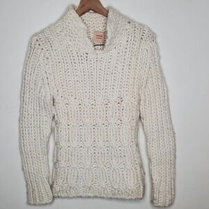 NWOT Twinkle by Wenlan Super Chunky Knit 100% Wool Sweater Soft Neutral, sz L